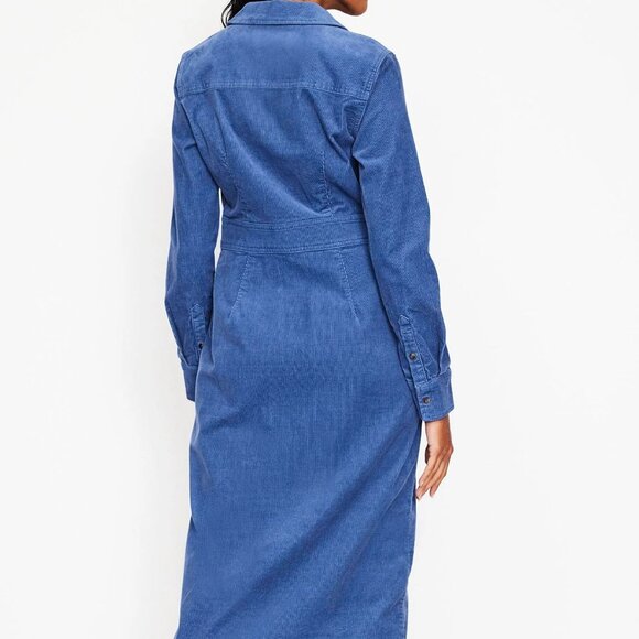 New! Boden Flora Blue Corduroy Button Down Midi Shirt Dress Size 10L - Picture 3 of 7